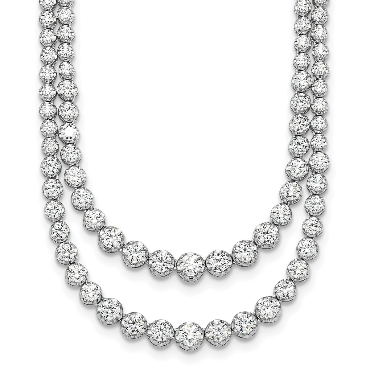 14k White Gold 15 1/2 carat Certified Lab Grown Diamond VS/SI+ G+ Complete 20 inch Graduated Layered Tennis Necklace