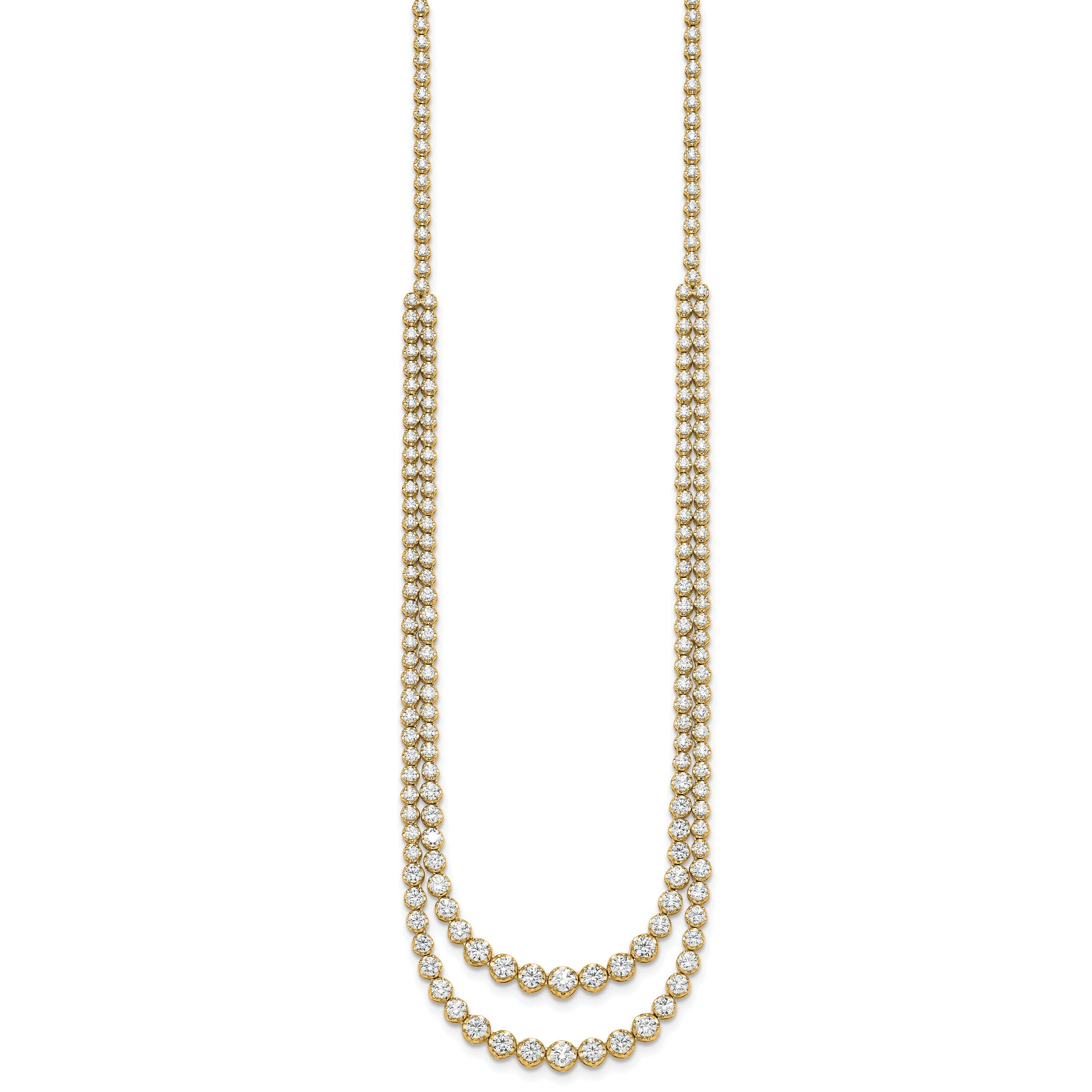 14k 15 1/2 carat Lab Grown Diamond VS+ F+ Complete 20 inch Graduated Layered Tennis Necklace