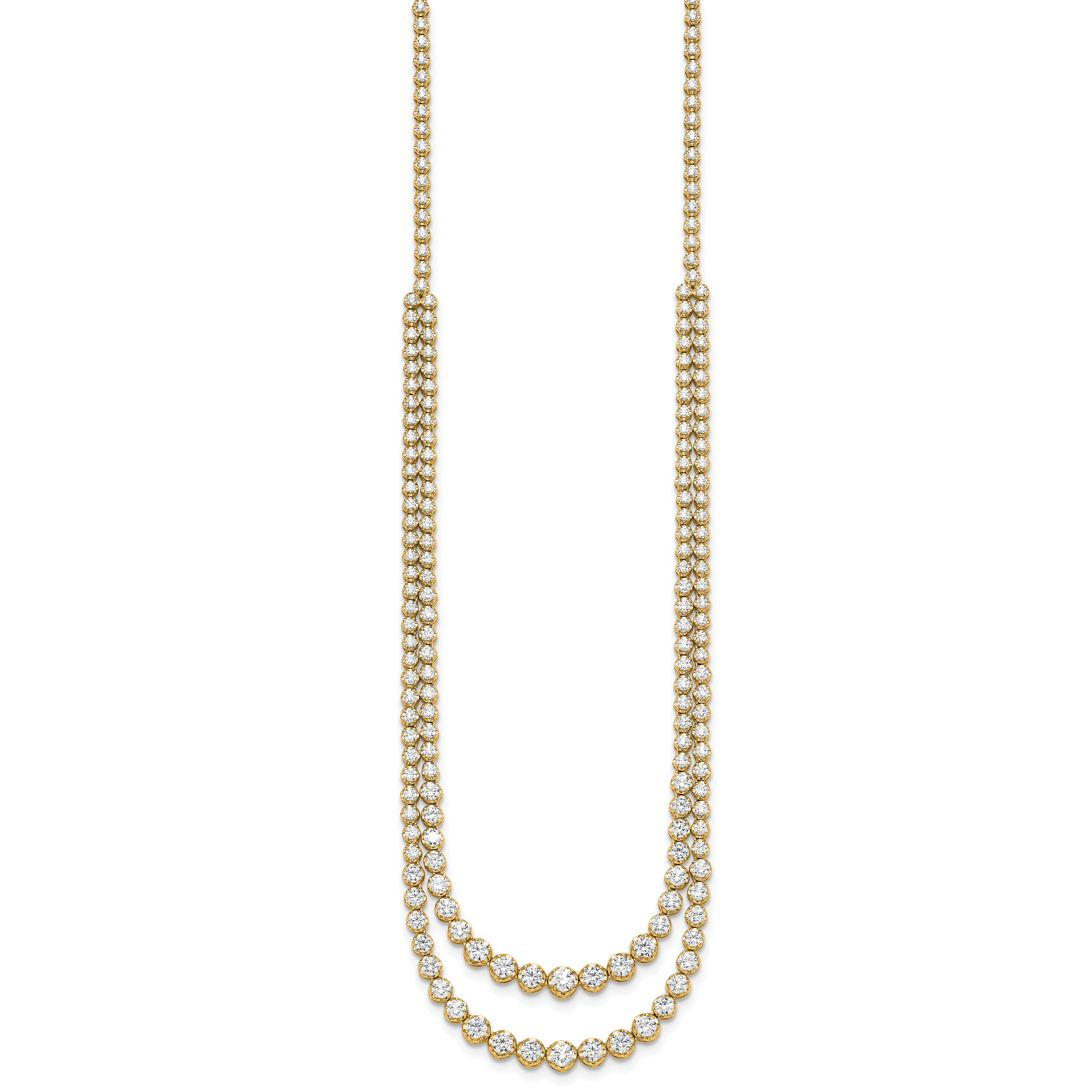 14k 15 1/2 carat Certified Lab Grown Diamond VS/SI+ G+ Complete 20 inch Graduated Layered Tennis Necklace