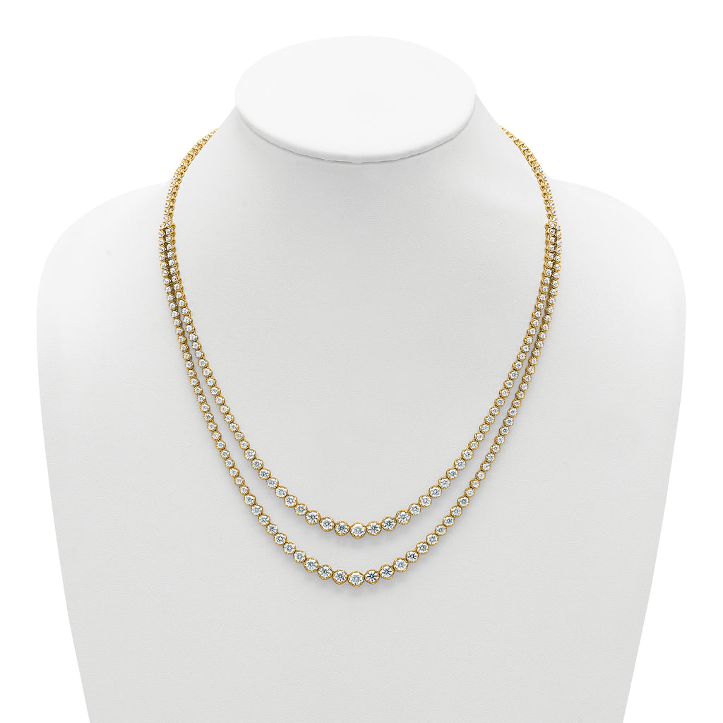 14k 15 1/2 carat Certified Lab Grown Diamond VS+ F+ Complete 20 inch Graduated Layered Tennis Necklace