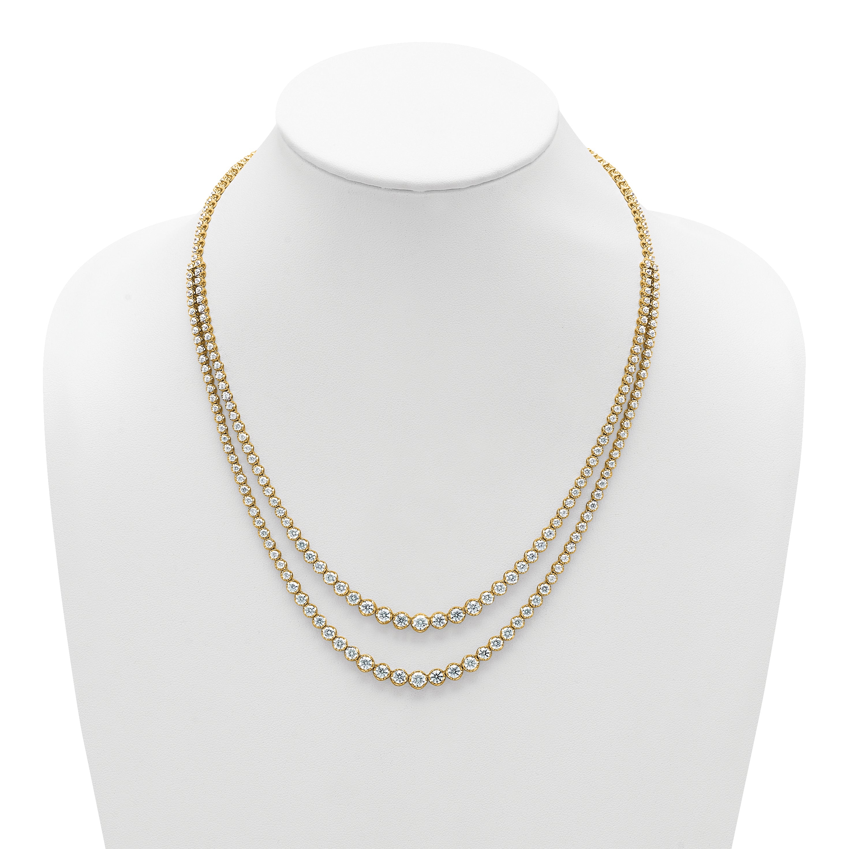 14k 15 1/2 carat Lab Grown Diamond VS+ F+ Complete 20 inch Graduated Layered Tennis Necklace