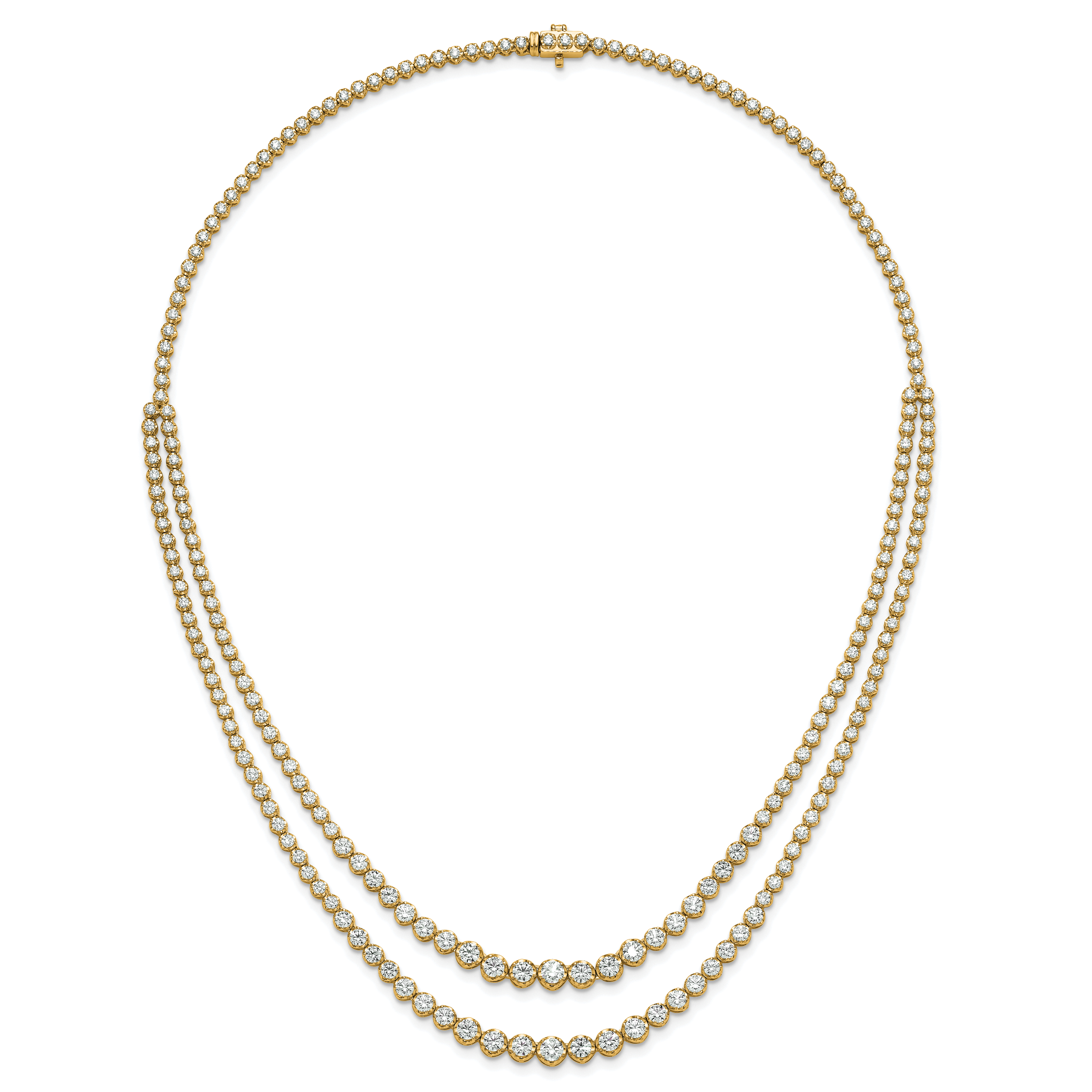 14k 15 1/2 carat Lab Grown Diamond VS+ F+ Complete 20 inch Graduated Layered Tennis Necklace