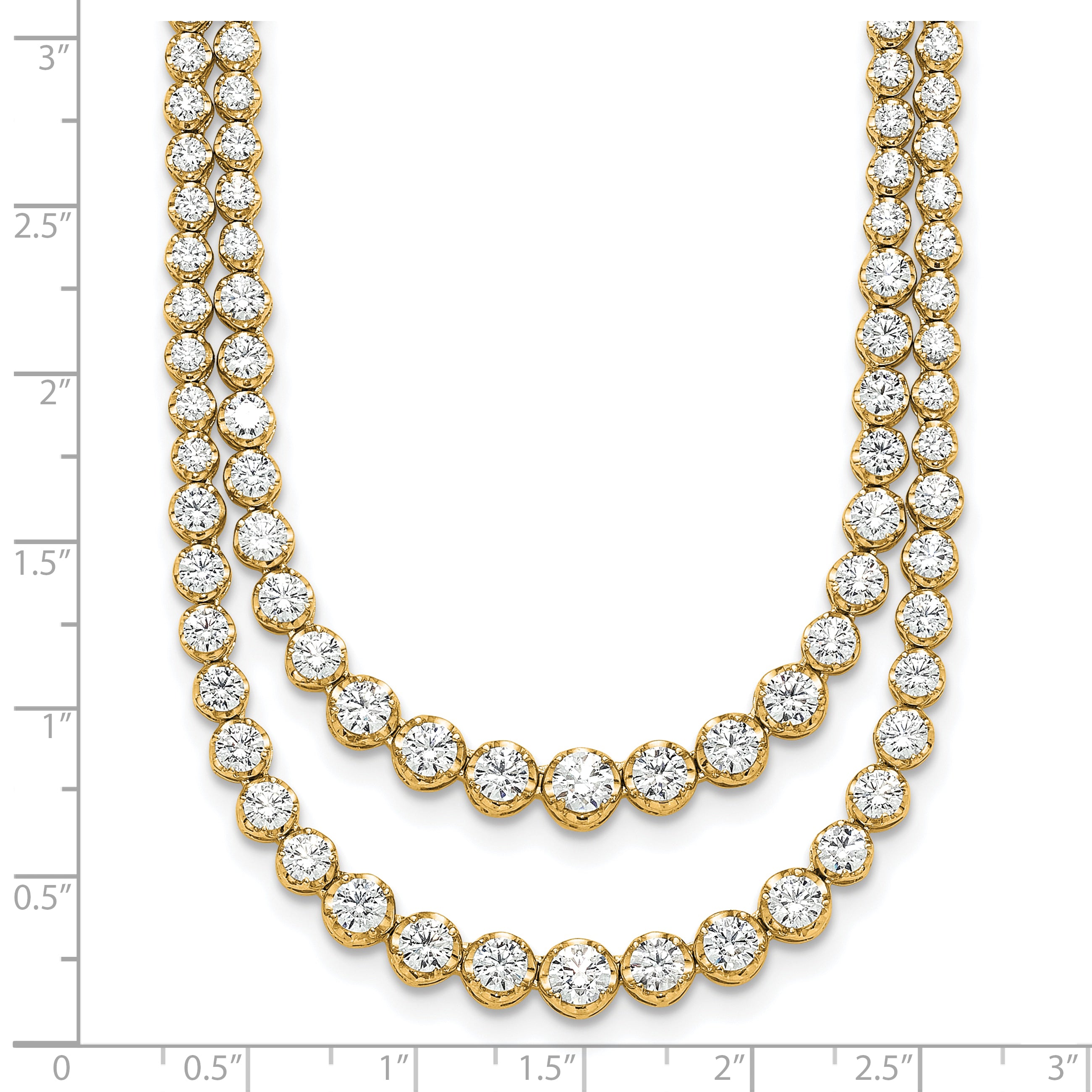 14k 15 1/2 carat Lab Grown Diamond VS+ F+ Complete 20 inch Graduated Layered Tennis Necklace