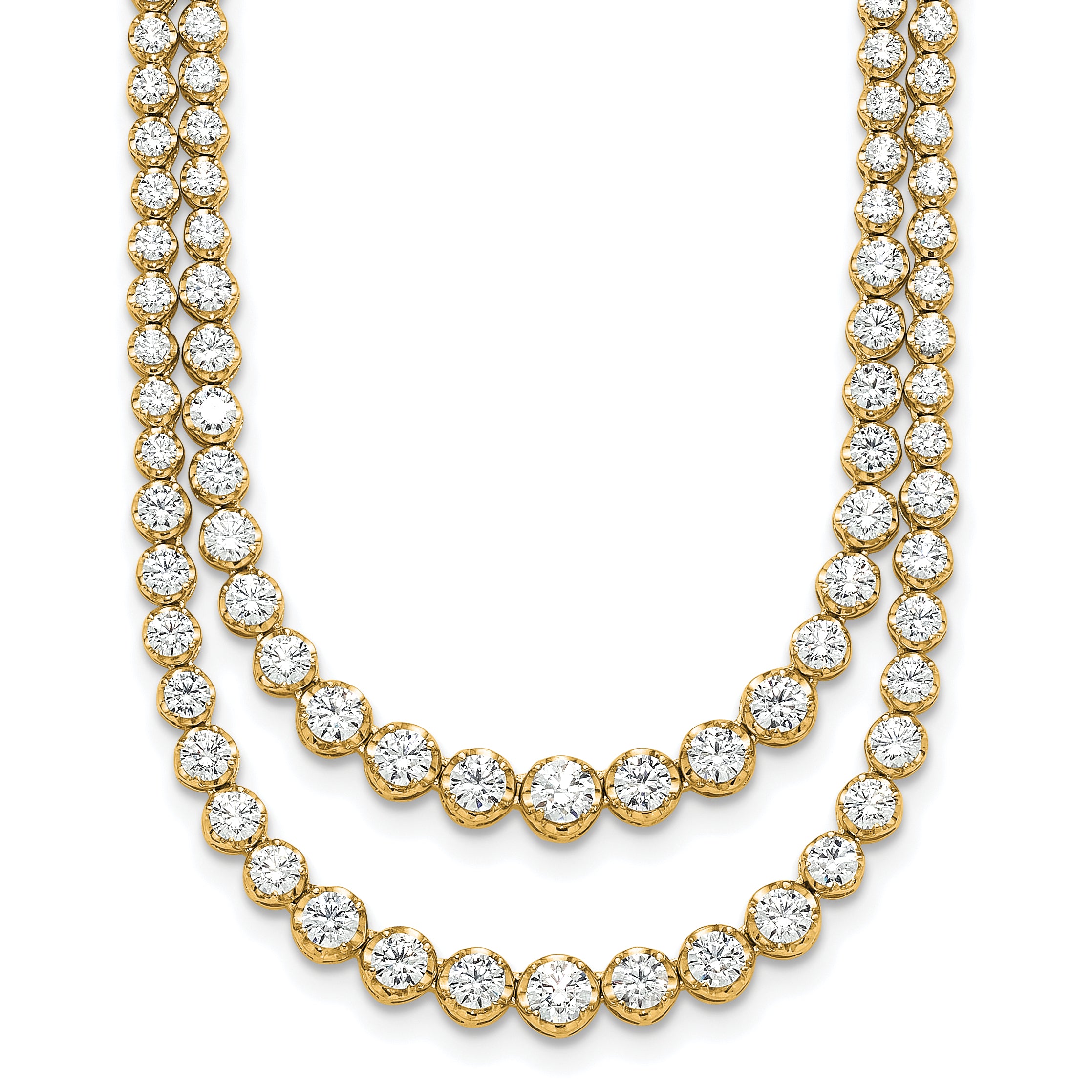 14k 15 1/2 carat Lab Grown Diamond VS+ F+ Complete 20 inch Graduated Layered Tennis Necklace