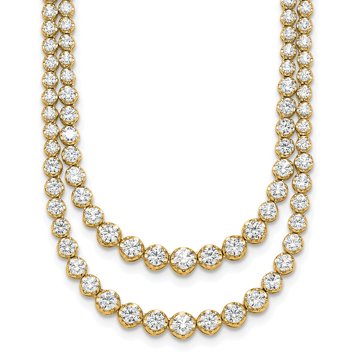 14k 15 1/2 carat Lab Grown Diamond VS+ F+ Complete 20 inch Graduated Layered Tennis Necklace