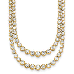 14k 15 1/2 carat Lab Grown Diamond VS+ F+ Complete 20 inch Graduated Layered Tennis Necklace