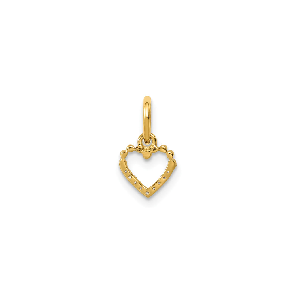 Diamond Beaded Heart Pendant in 14K Yellow Gold (.03 ct. tw.) - Sophia Jewelers