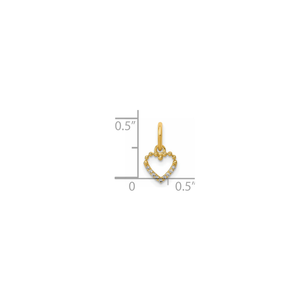 Diamond Beaded Heart Pendant in 14K Yellow Gold (.03 ct. tw.) - Sophia Jewelers