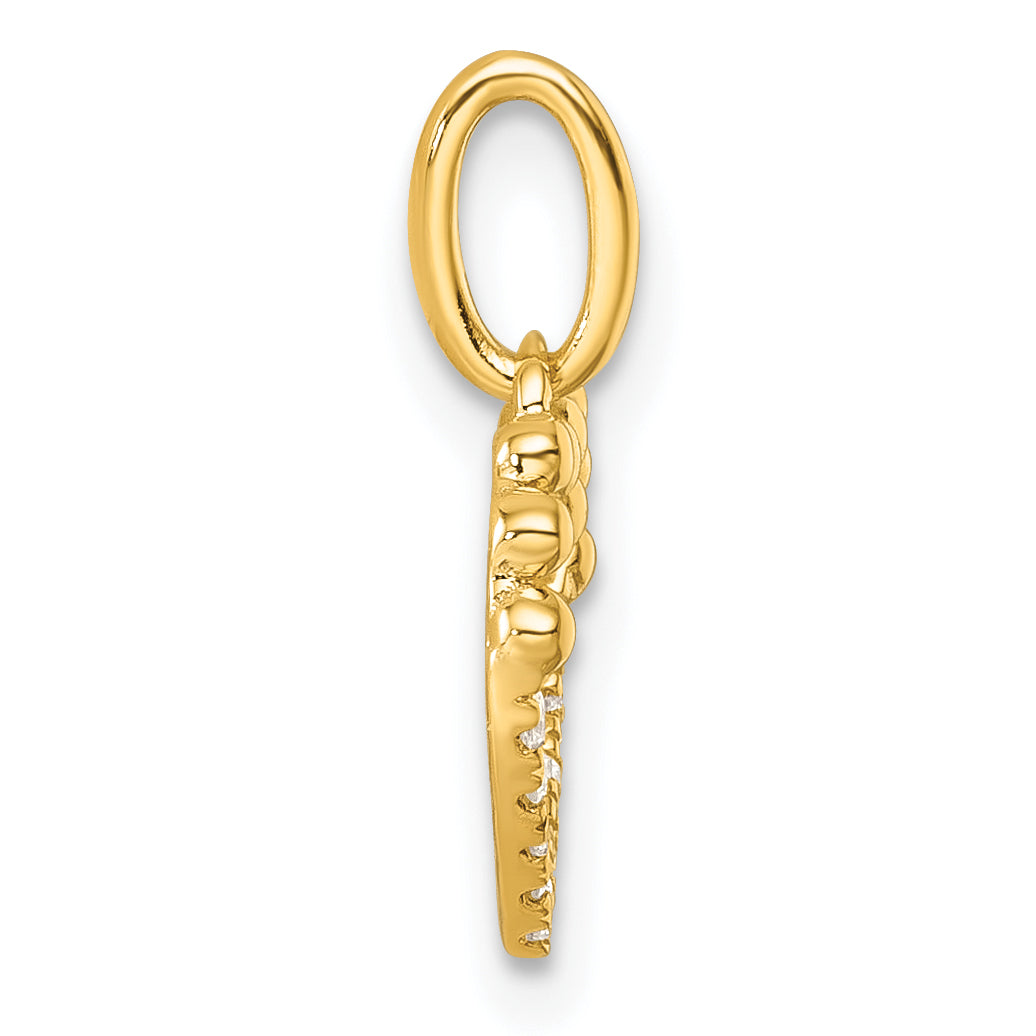 14K Polished Diamond Beaded Heart Pendant