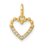 14K Polished Diamond Beaded Heart Pendant