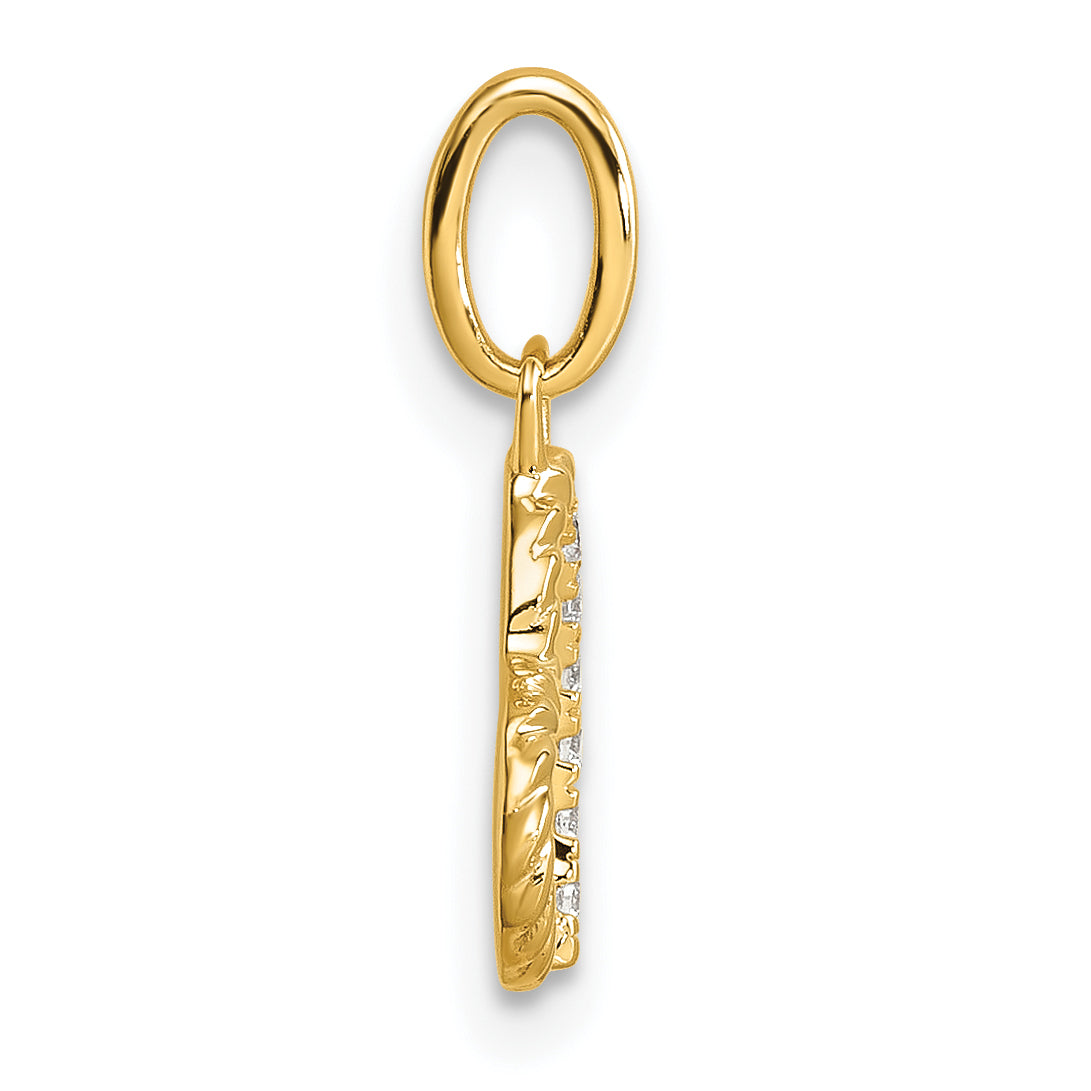 14K Polished Diamond Twisted Heart Pendant