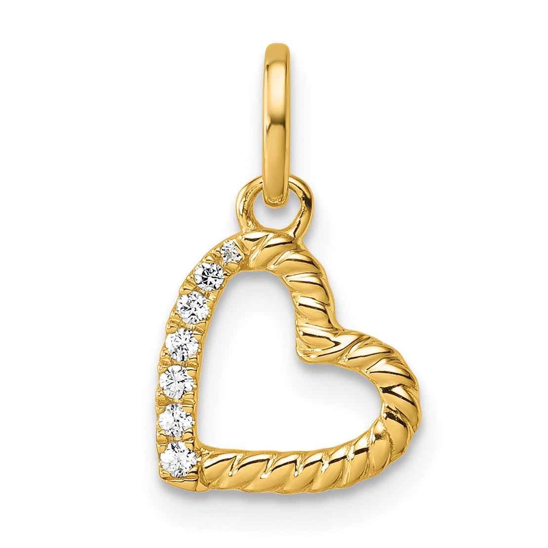 14K Polished Diamond Twisted Heart Pendant Main image
