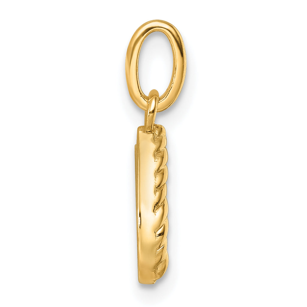 14k Polished Diamond Beaded Horseshoe Pendant