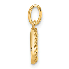 14k Polished Diamond Beaded Horseshoe Pendant