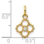 14K Polished 1/20 carat Diamond Beaded Floral Pendant