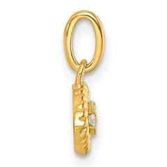 14K Polished Diamond Twisted Evil Eye Pendant