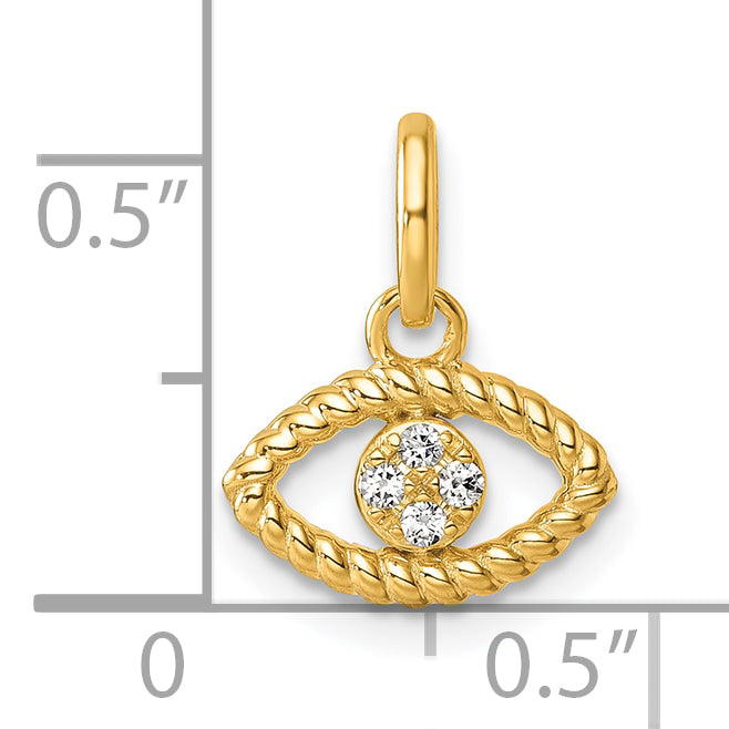 14K Polished Diamond Twisted Evil Eye Pendant