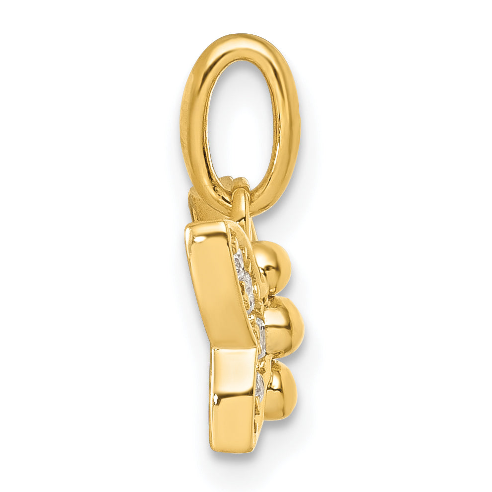 14K Polished Diamond Butterfly Pendant