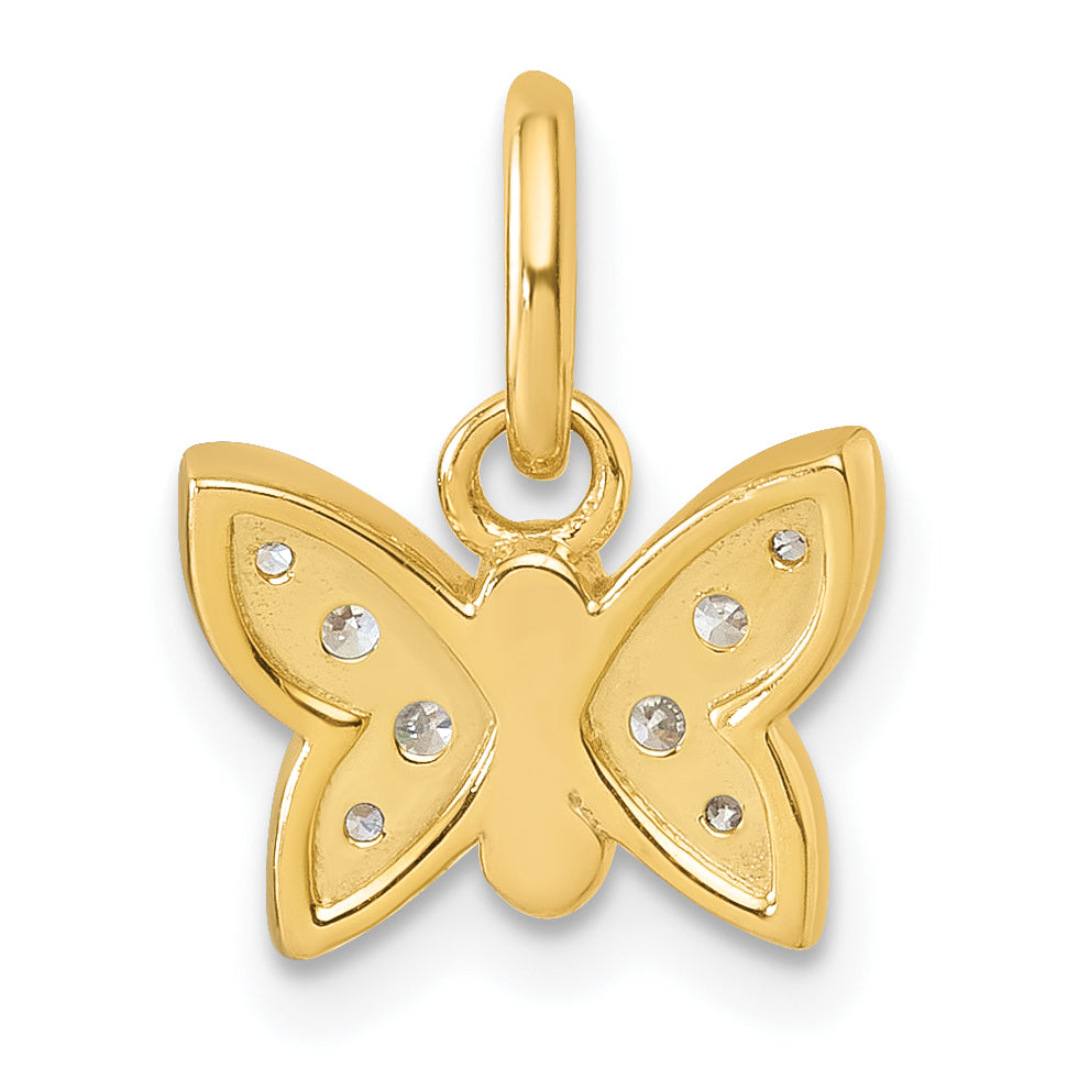 14K Polished Diamond Butterfly Pendant