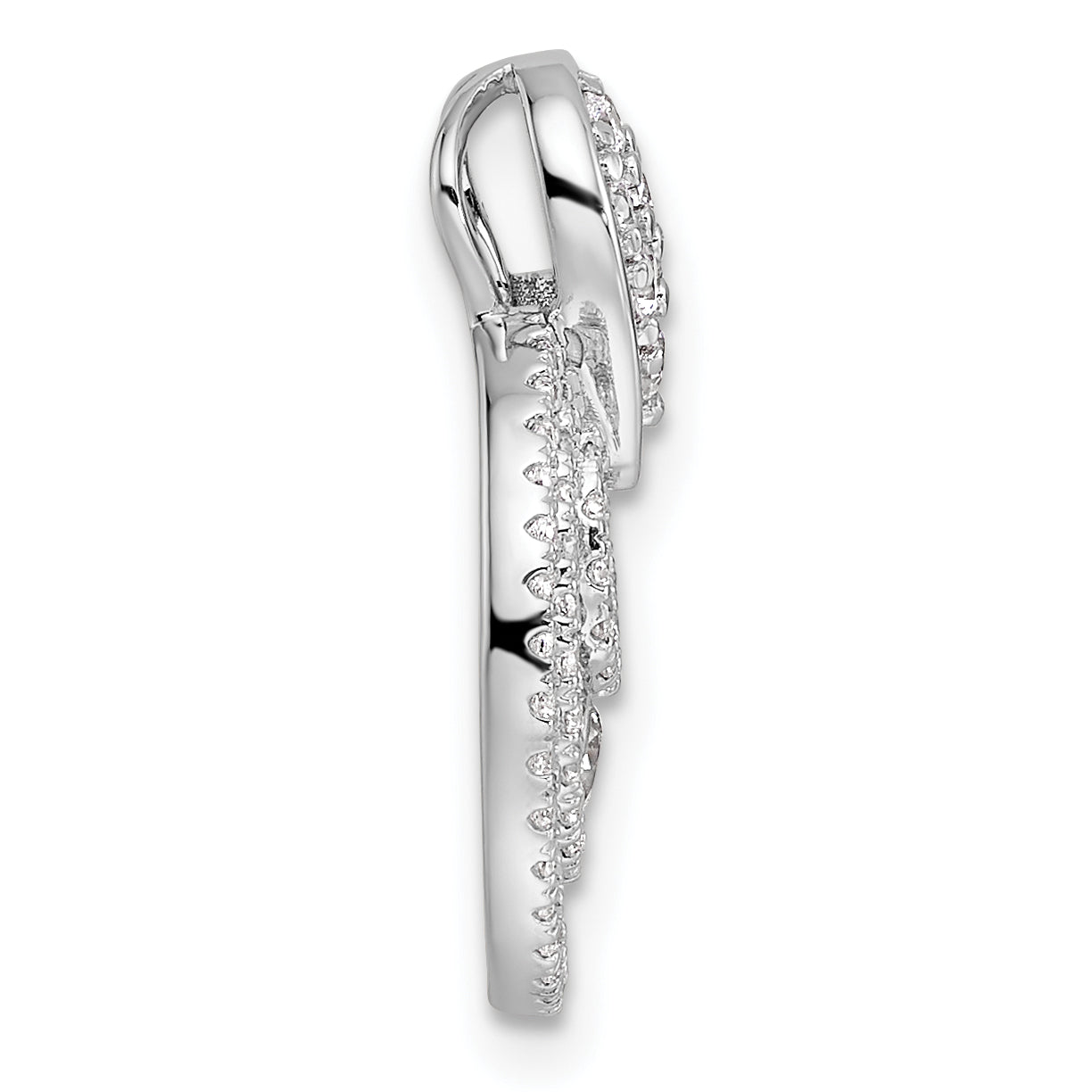 14K White Gold Polished 5/8 carat Diamond Layered Circles Doorknocker Chain Slide