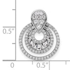 14K White Gold Polished 5/8 carat Diamond Layered Circles Doorknocker Chain Slide