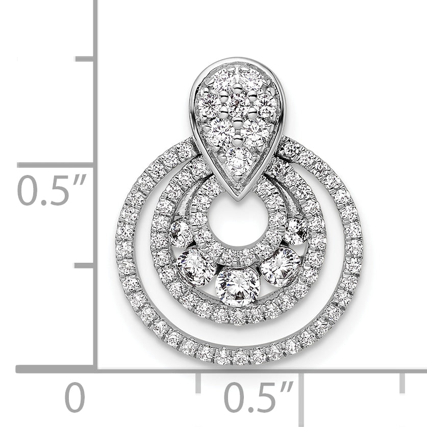 14K White Gold Polished 5/8 carat Diamond Layered Circles Doorknocker Chain Slide