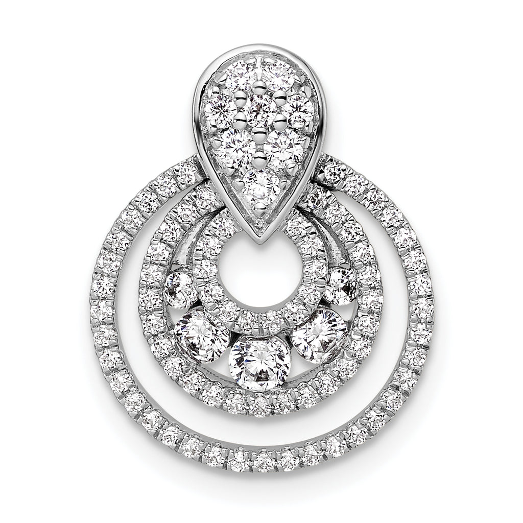 14K White Gold Polished 5/8 carat Diamond Layered Circles Doorknocker Chain Slide
