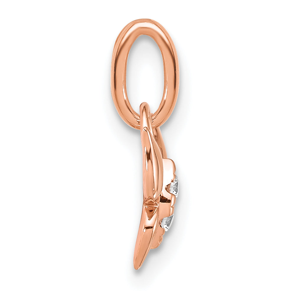14K Rose Gold Polished Diamond Butterfly Charm Secondary image
