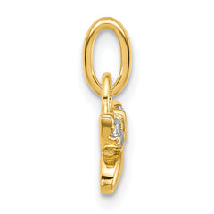 14K Polished Diamond Butterfly Charm