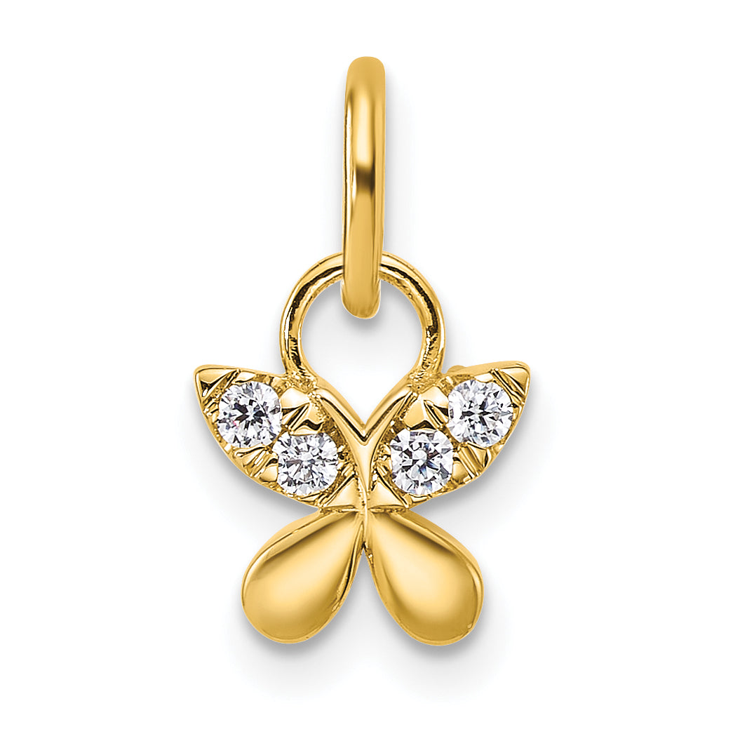 14K Polished Diamond Butterfly Charm Main image