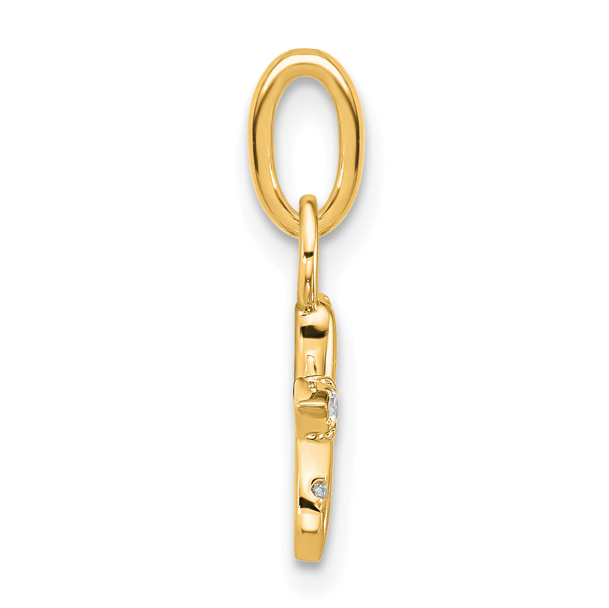 14K Polished Diamond Dragonfly Charm