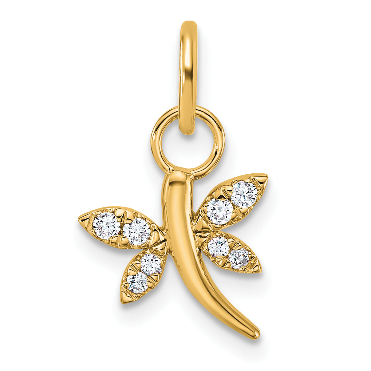 14K Polished Diamond Dragonfly Charm Main image