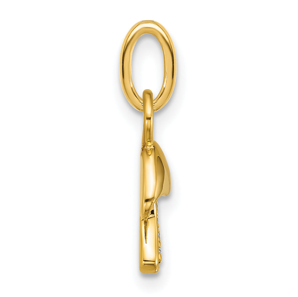 14K Polished Diamond Mushroom Charm