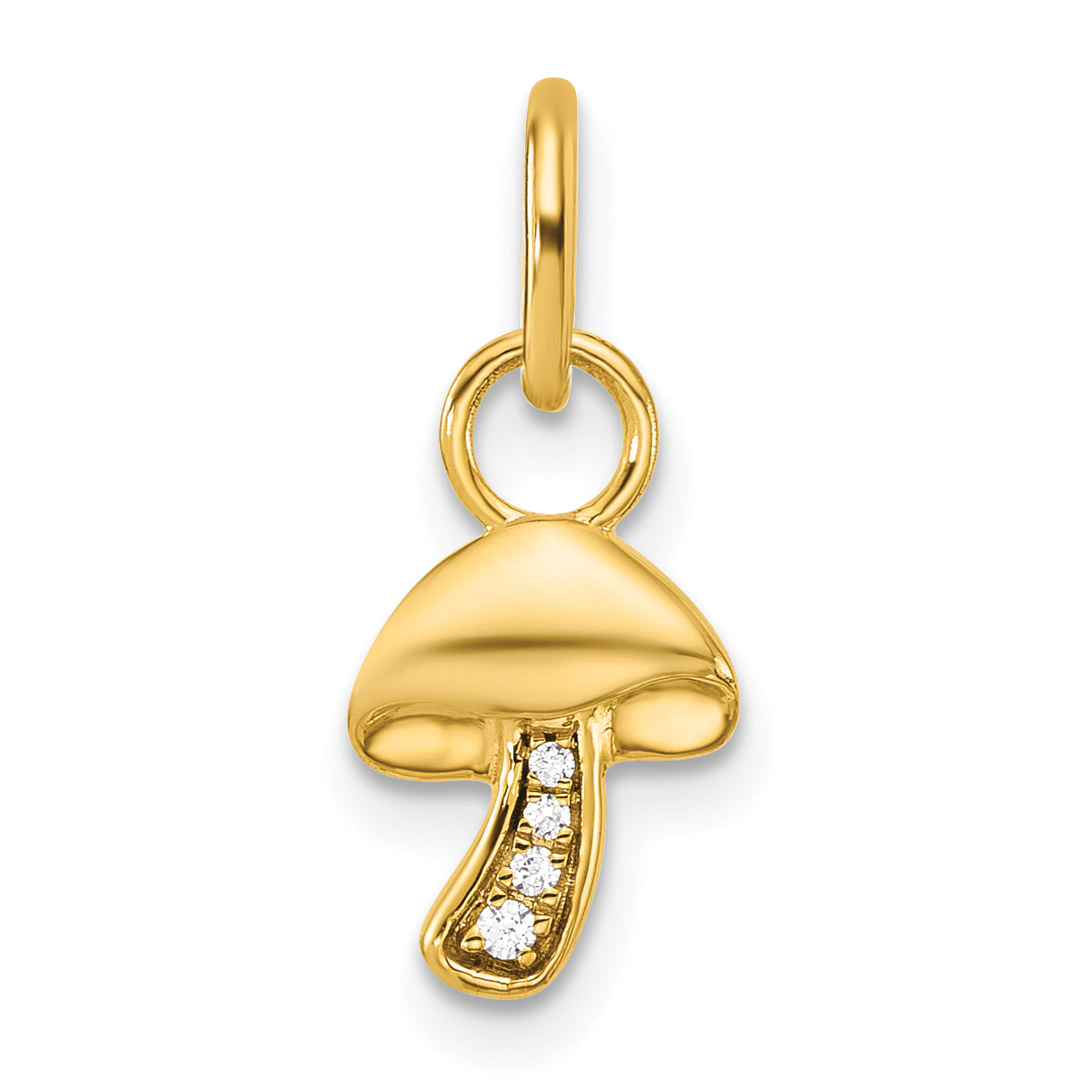 14K Polished Diamond Mushroom Charm Main image