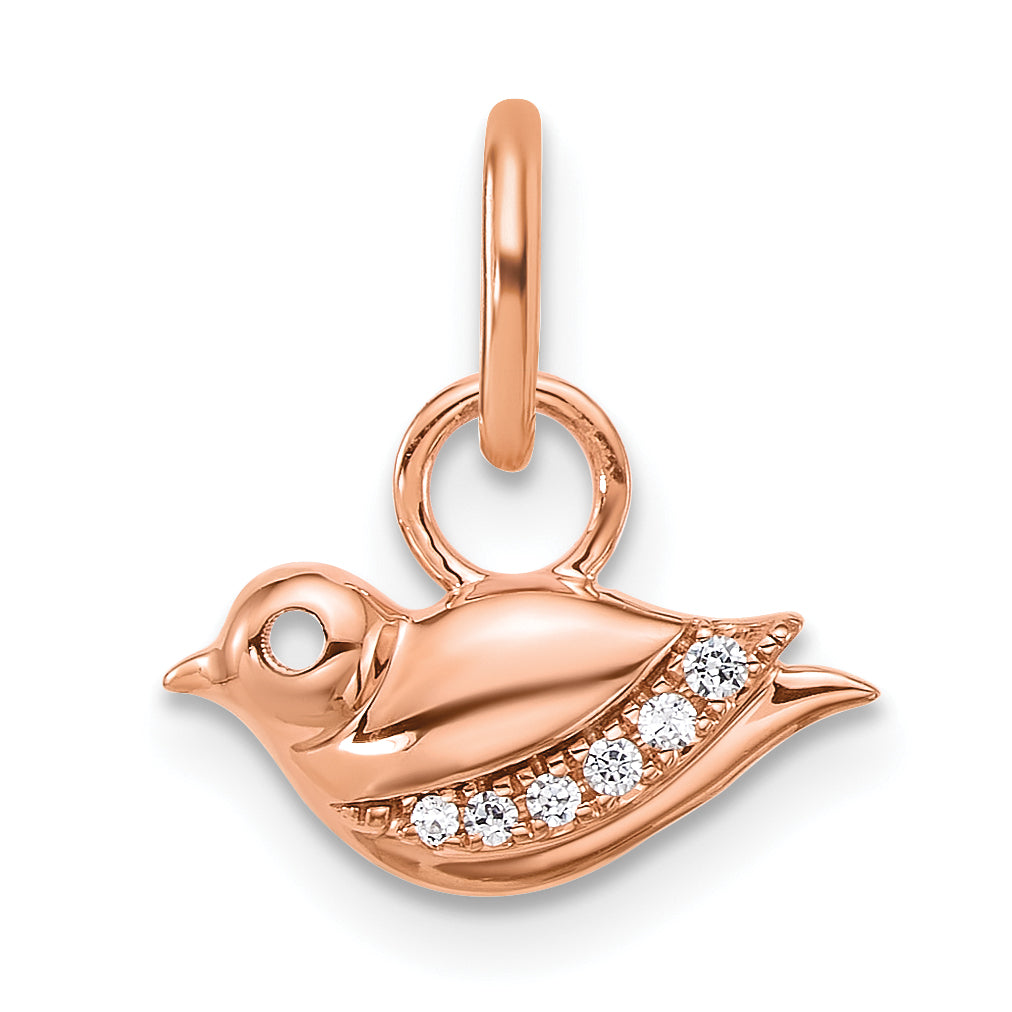 14K Rose Gold Polished Diamond Bird Charm Main image