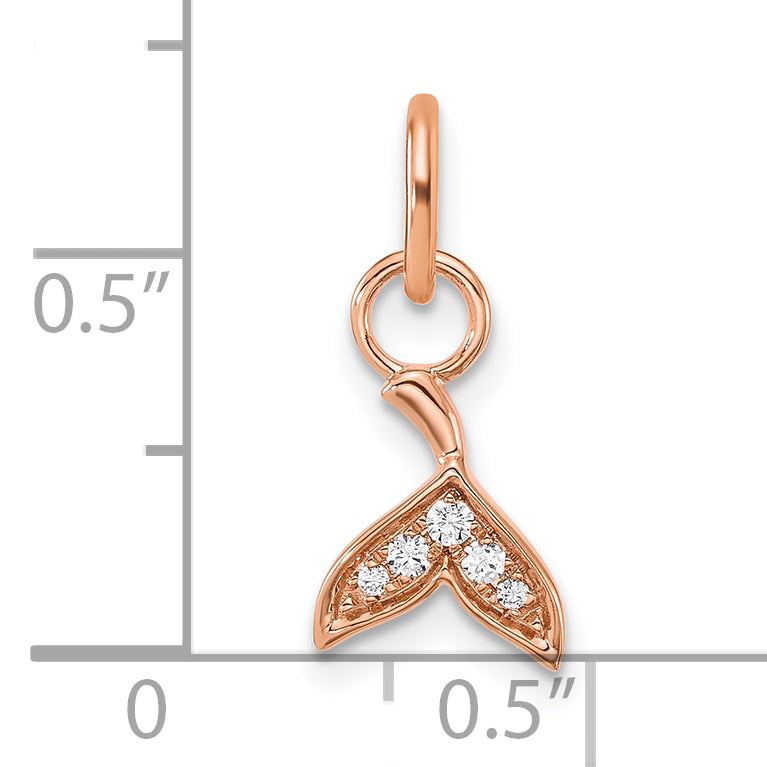 14K Rose Gold Polished Diamond Whale Tail Charm