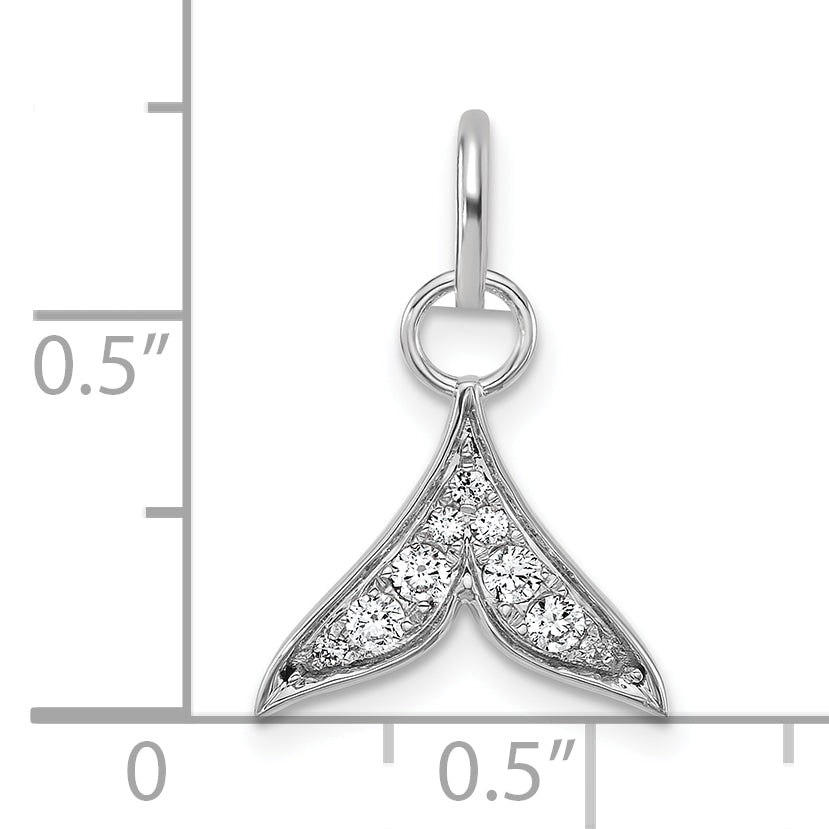 14K White Gold Polished Diamond Whale Tail Charm