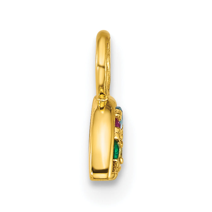 14K Polished Multi-color CZ Rainbow Charm