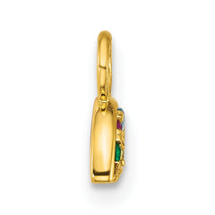 14K Polished Multi-color CZ Rainbow Charm