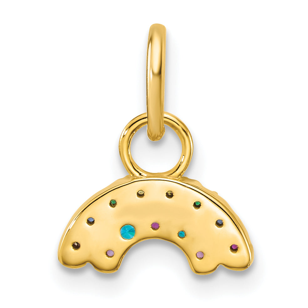 14K Polished Multi-color CZ Double Rainbow Charm