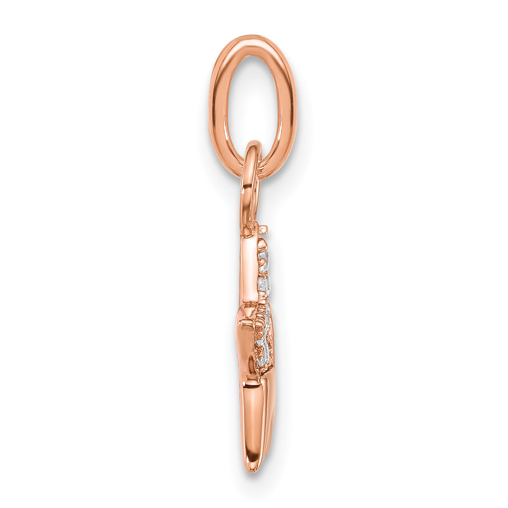 14K Rose Gold Polished Diamond Star Charm