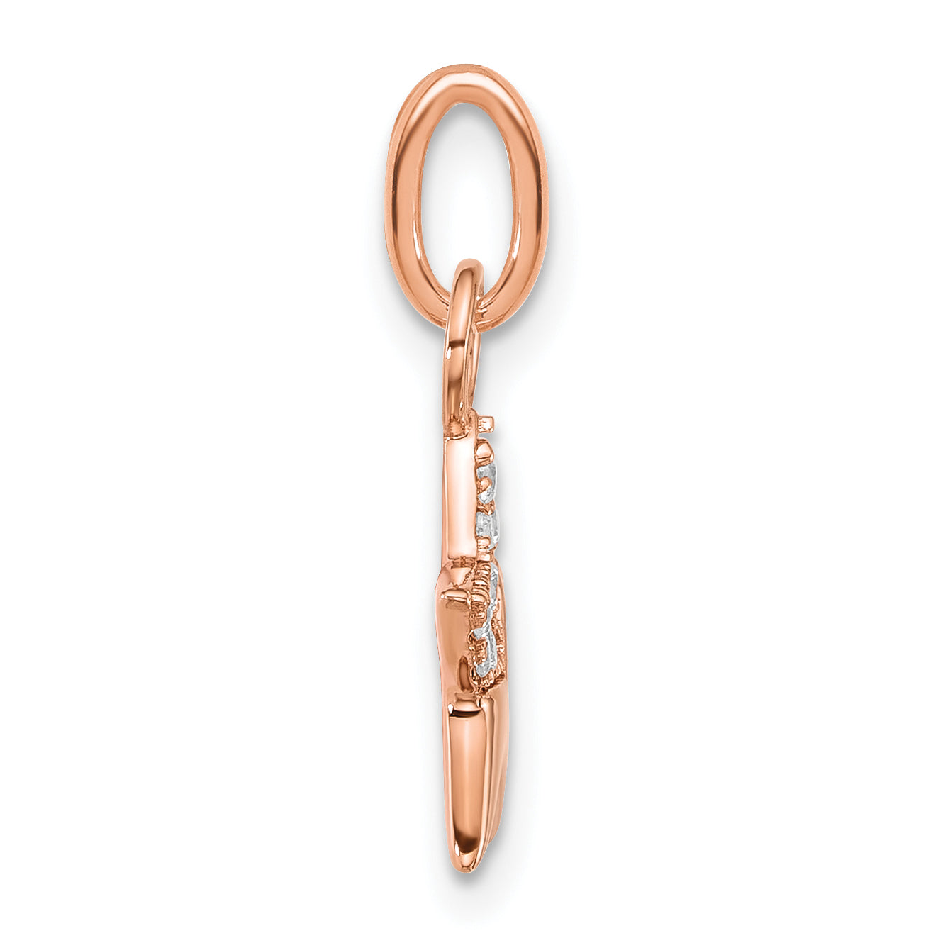 14K Rose Gold Polished Diamond Star Charm
