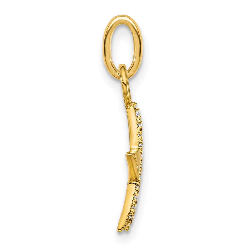 14K Polished Diamond Star Charm
