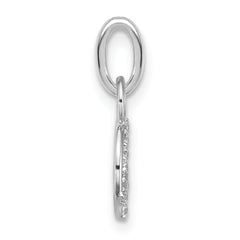 14K White Gold Polished Diamond Peace Sign Charm