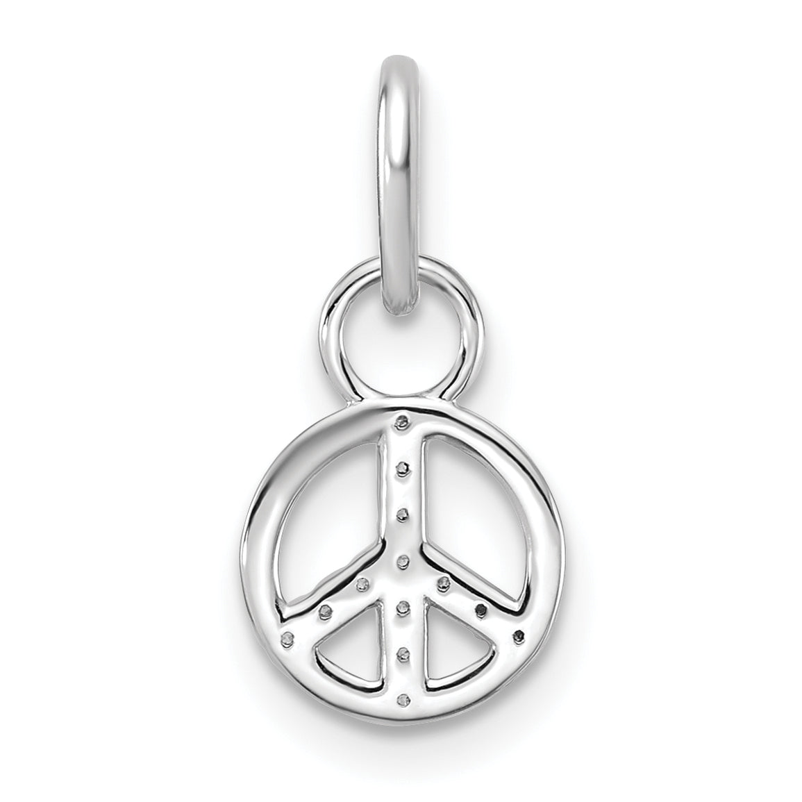 14K White Gold Polished Diamond Peace Sign Charm