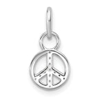 14K White Gold Polished Diamond Peace Sign Charm