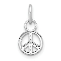 14K White Gold Polished Diamond Peace Sign Charm