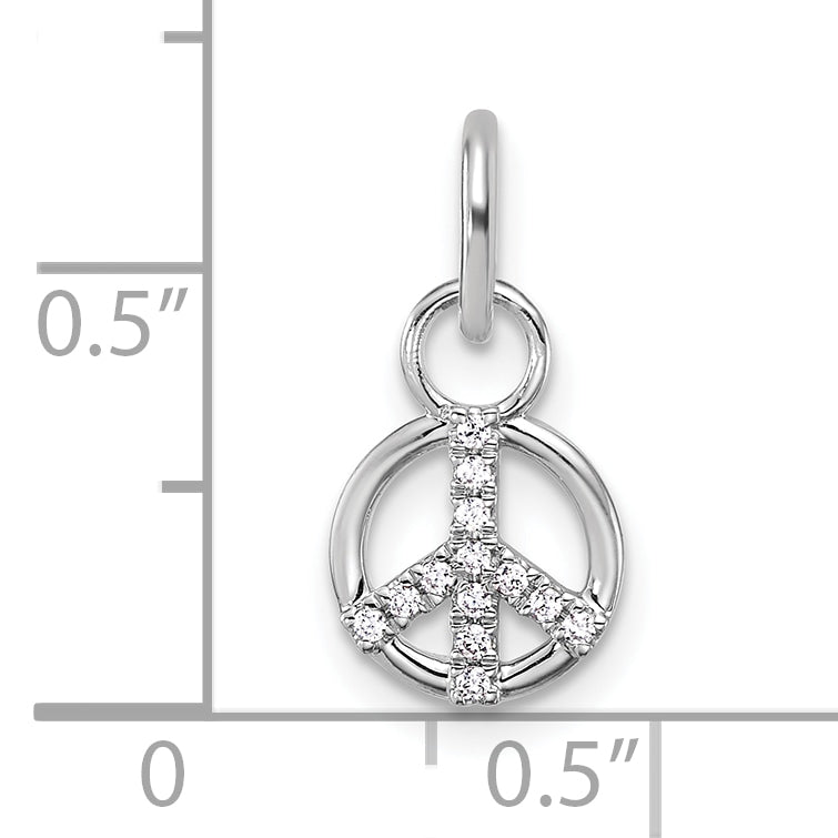 14K White Gold Polished Diamond Peace Sign Charm
