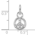 14K White Gold Polished Diamond Peace Sign Charm