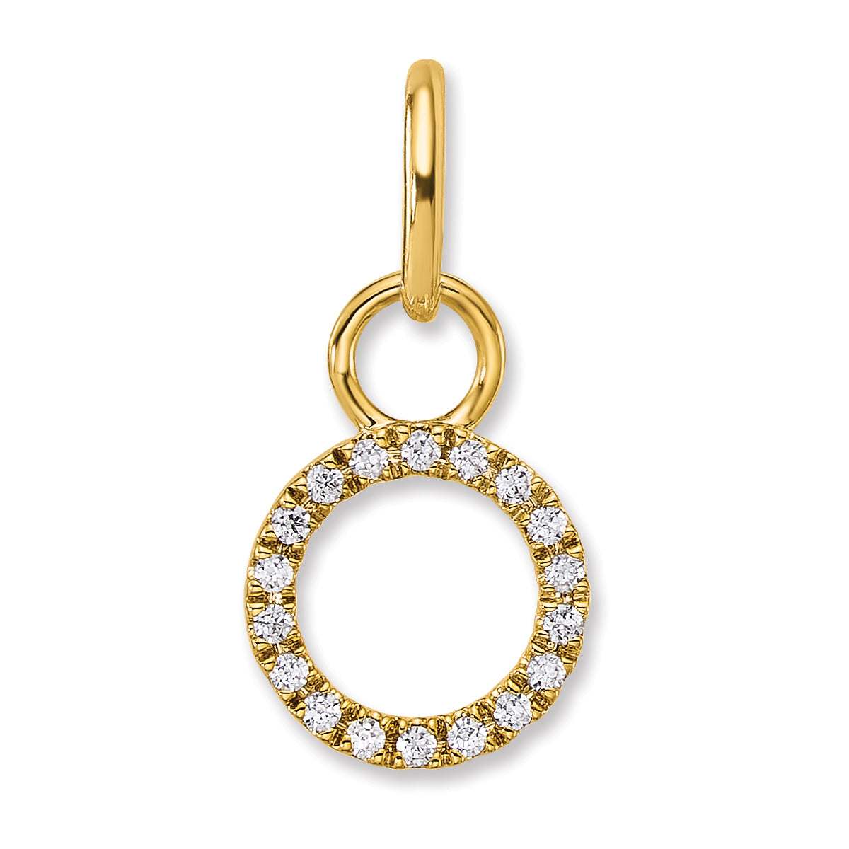 14K Polished 1/10 carat Diamond Open Circle Charm